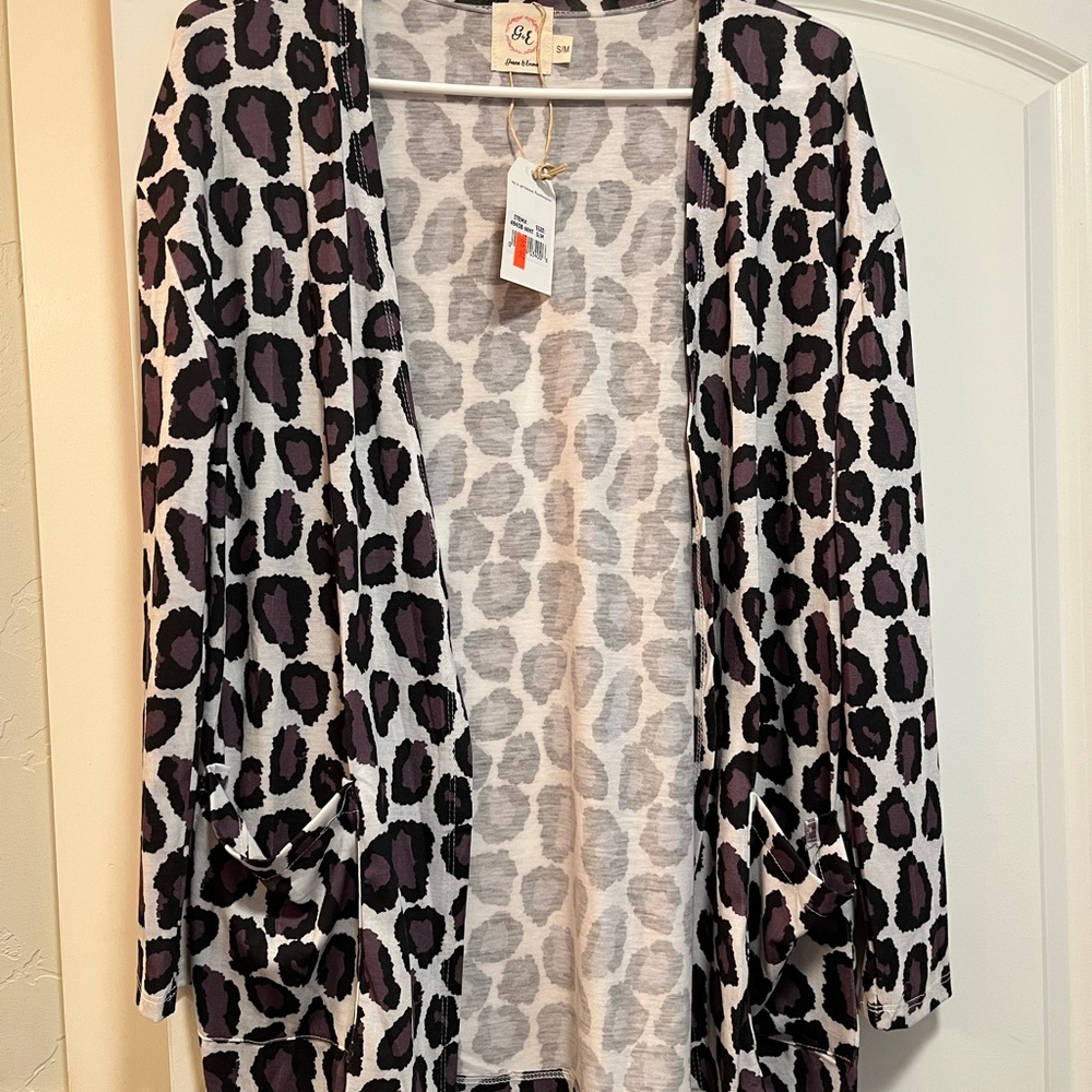 Cheetah print cardigan. NWT size S/M